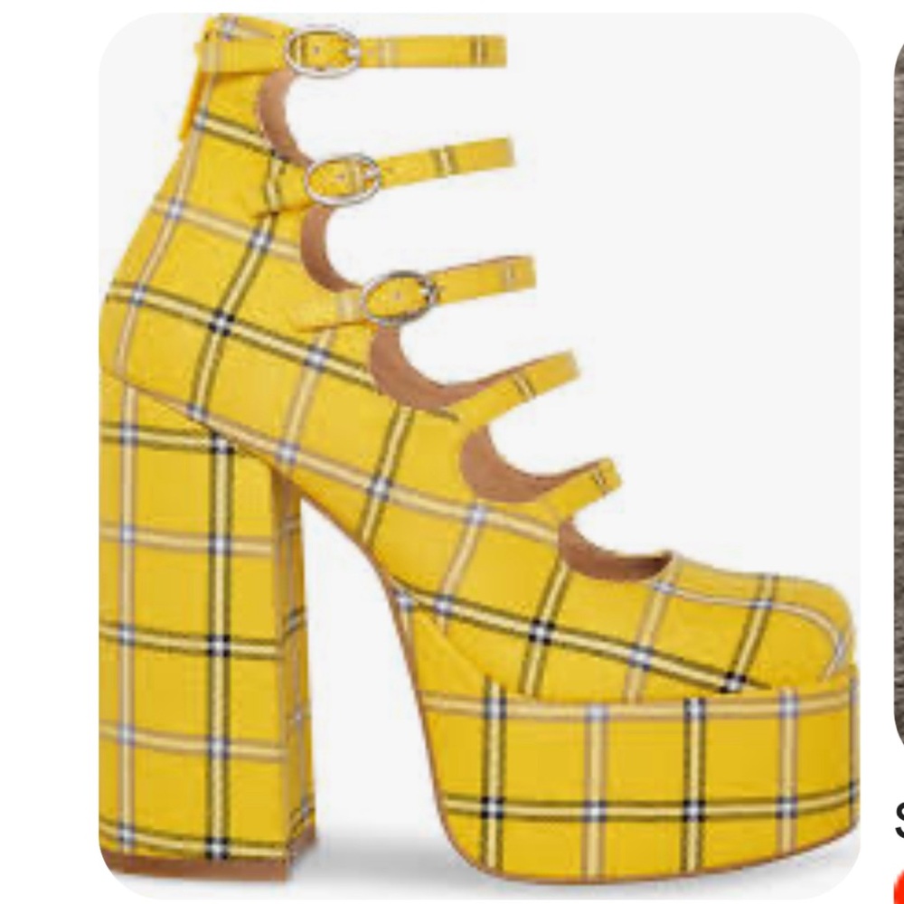 Steve Madden Yellow Plaid Rosario Chunky Strappy Platform - Clueless - 90’s Y2K